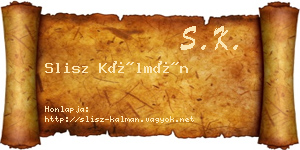Slisz Kálmán névjegykártya